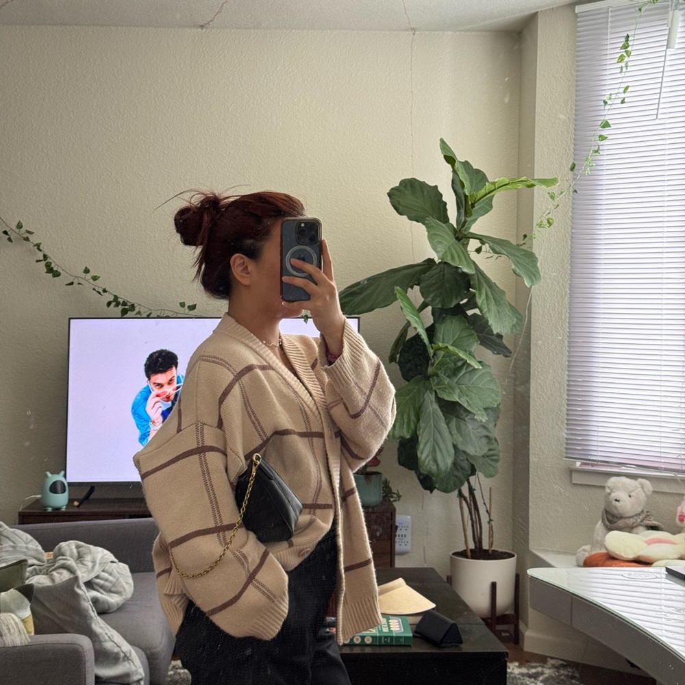 OAK + FORT Cream and Black Women's Cardigan